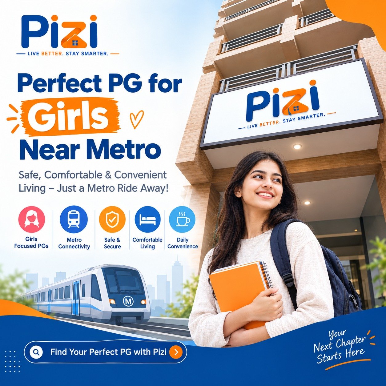 Perfect PG for Girls Near Metro – Safe, Comfortable & Affordable Stay